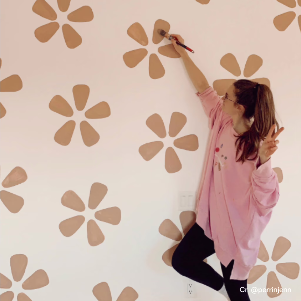 ไอเดียทาสี DIY เพนท์ผนังให้สวยด้วยสี Benjamin Moore เพนท์ pattern ผนังโดยไม่ต้องติด wallpaper ไอเดียแต่งบ้าน ไอเดียแต่งห้องสวยด้วยสี