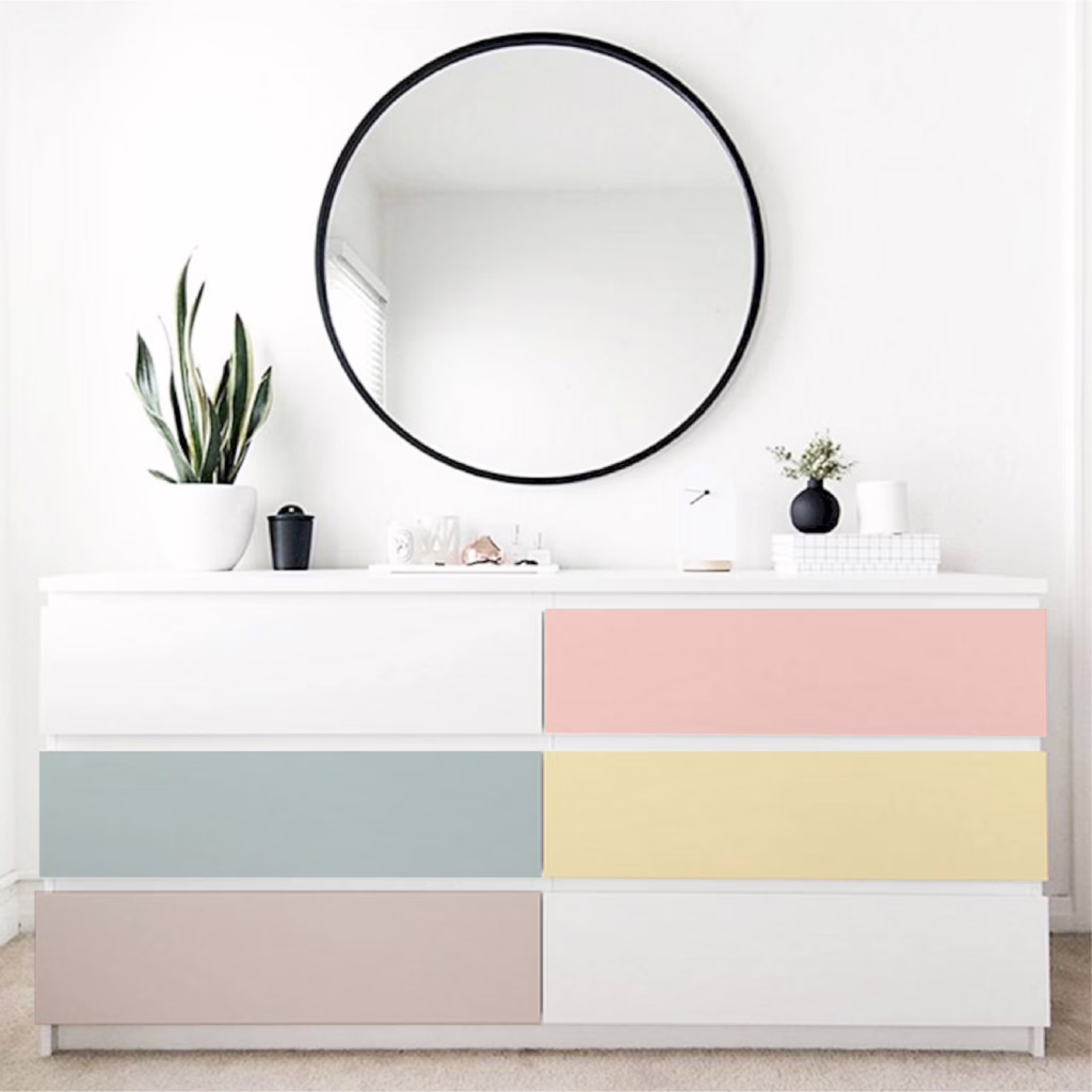 DIY ทาสีตู้ IKEA ใหม่ด้วยสีทาเฟอร์นิเจอร์ Benjamin Moore ไอเดียแต่งบ้านสวยด้วยสี Color Block