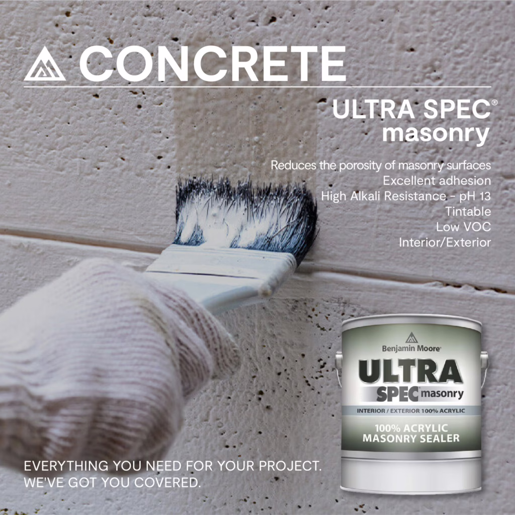 สีรองพื้นปูน คอนกรีต Benjamin Moore รุ่น Ultra Spec Masonry Sealer ป้องกัน Alkali ในปูน เพิ่มการยึดเกาะ
