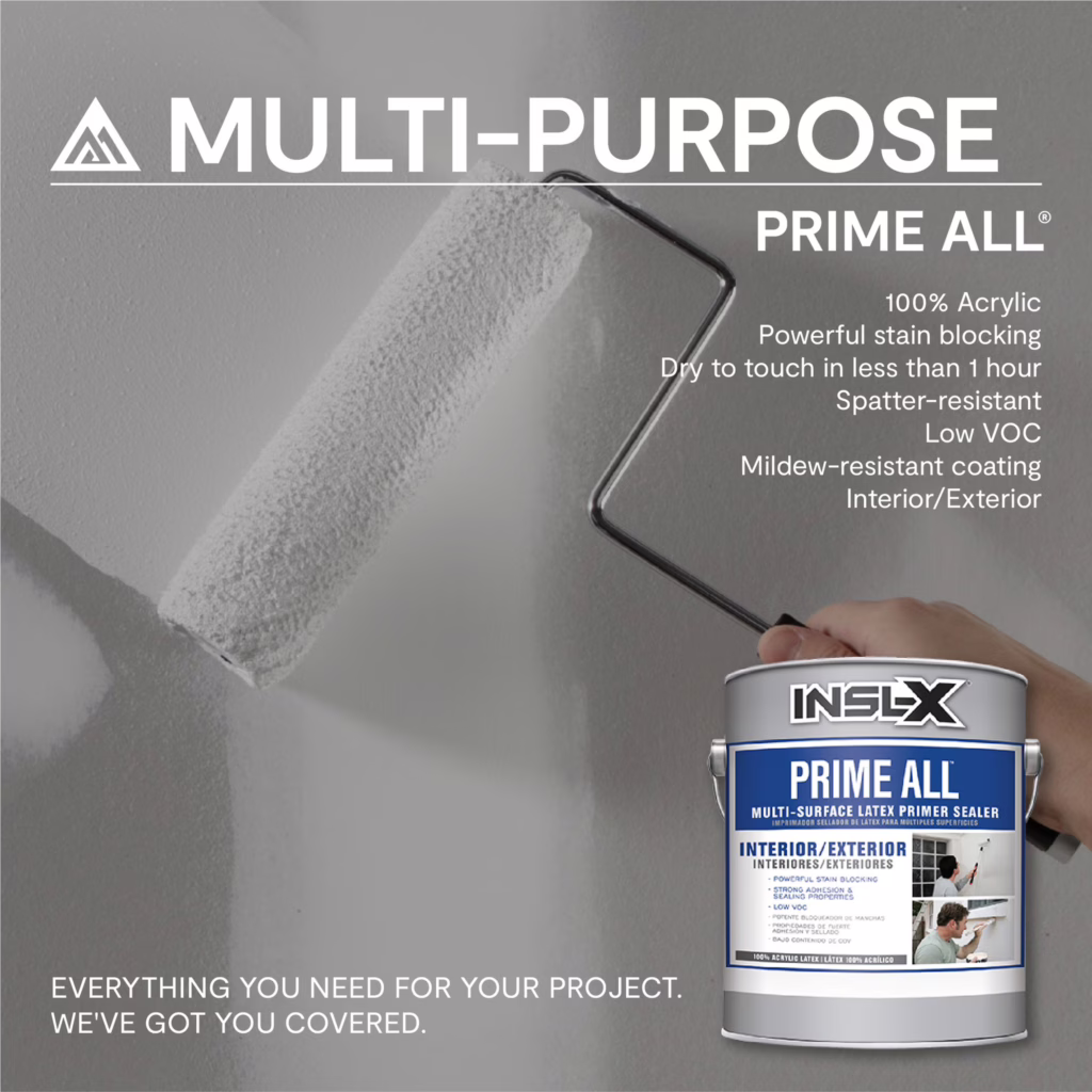 สีรองพื้นอเนกประสงค์ Prime All® Benjamin Moore สีรองพื้นสูตรน้ำ ไม่มีกลิ่นฉุน Low VOC ยึดเกาะได้ทุกวัสดุ