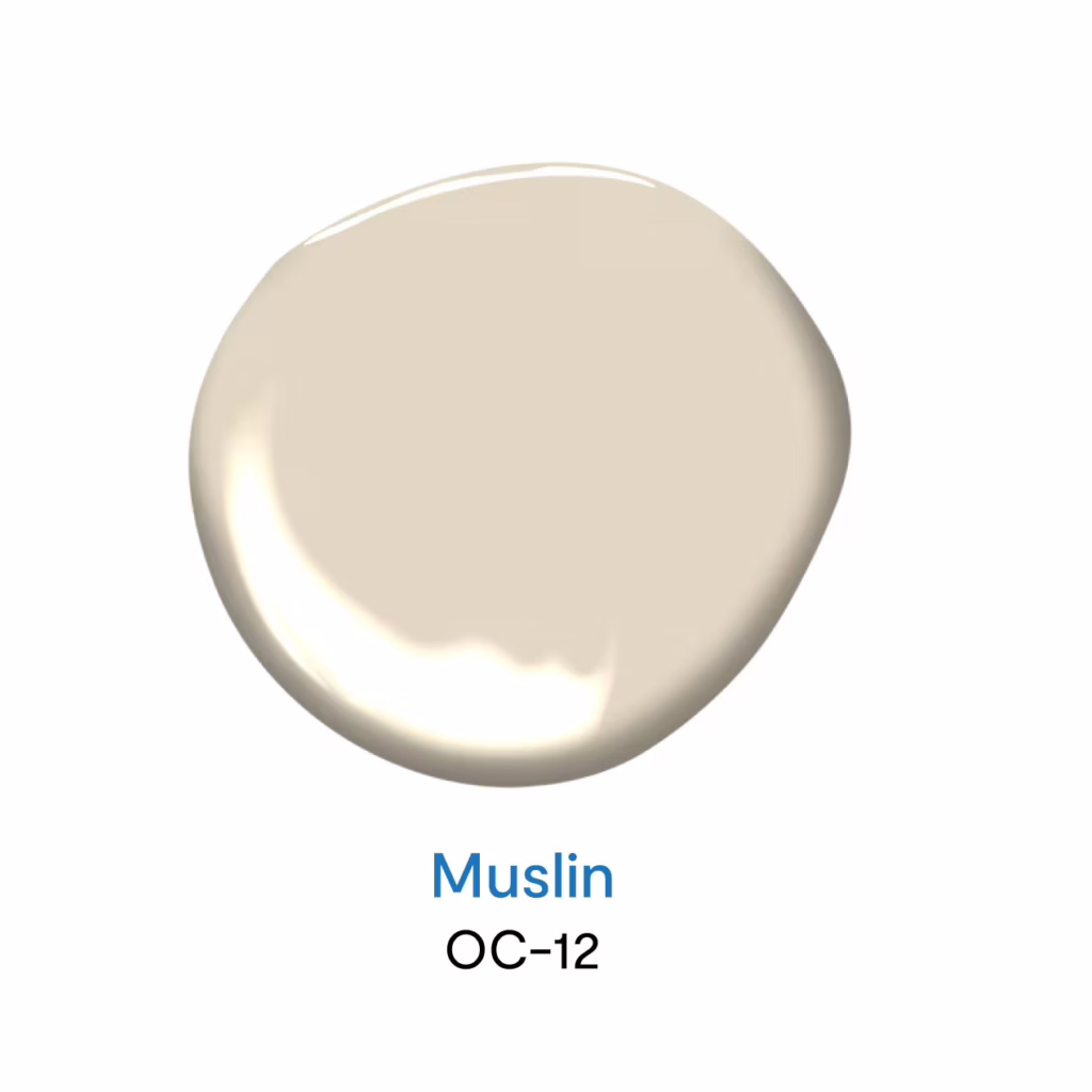 Muslin OC-12 สีทาบ้านโทนสีกลาง สีเบจ สีขาวครีมยอดนิยม จาก Benjamin Moore