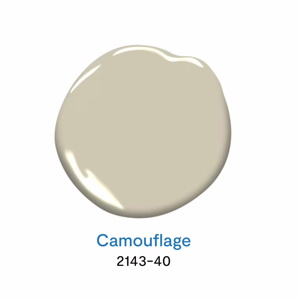 Camouglage 2143-40 สีทาบ้านโทนสีเขียว สีเขียวอ่อนยอดนิยม จาก Benjamin Moore