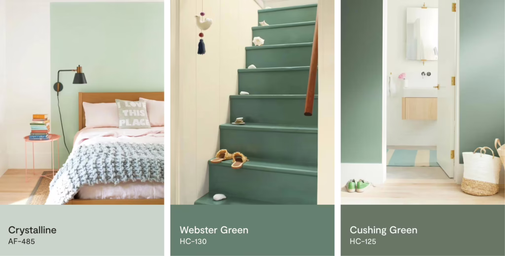 ตัวอย่างสีทาบ้านสีเขียวแต่งบ้านสวยจาก Benjamin Moore สีเขียวยอดนิยม